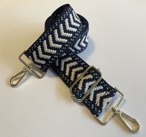 Chevron Woven Bag Strap Navy & Cream for Hilly Horton Home