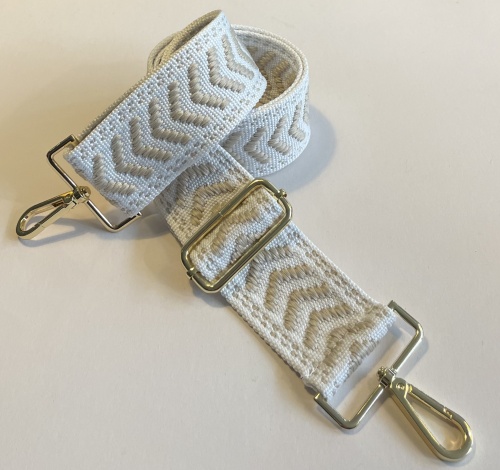 Chevron Woven Bag Strap White & Taupe for Hilly Horton Home