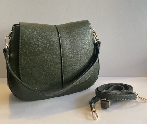 Olive Green, Italian Leather Saddle Style Handbag for Hilly Horton Home