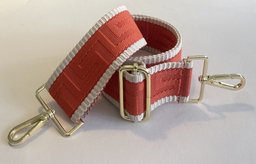 Woven Handbag Strap, Burnt Orange & Cream Embossed for Hilly Horton Home