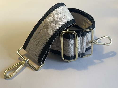 Woven Handbag Strap, Neutral & Black Embossed for Hilly Horton Home