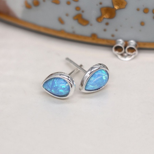 925 Sterling Silver Opal Stud Earrings 