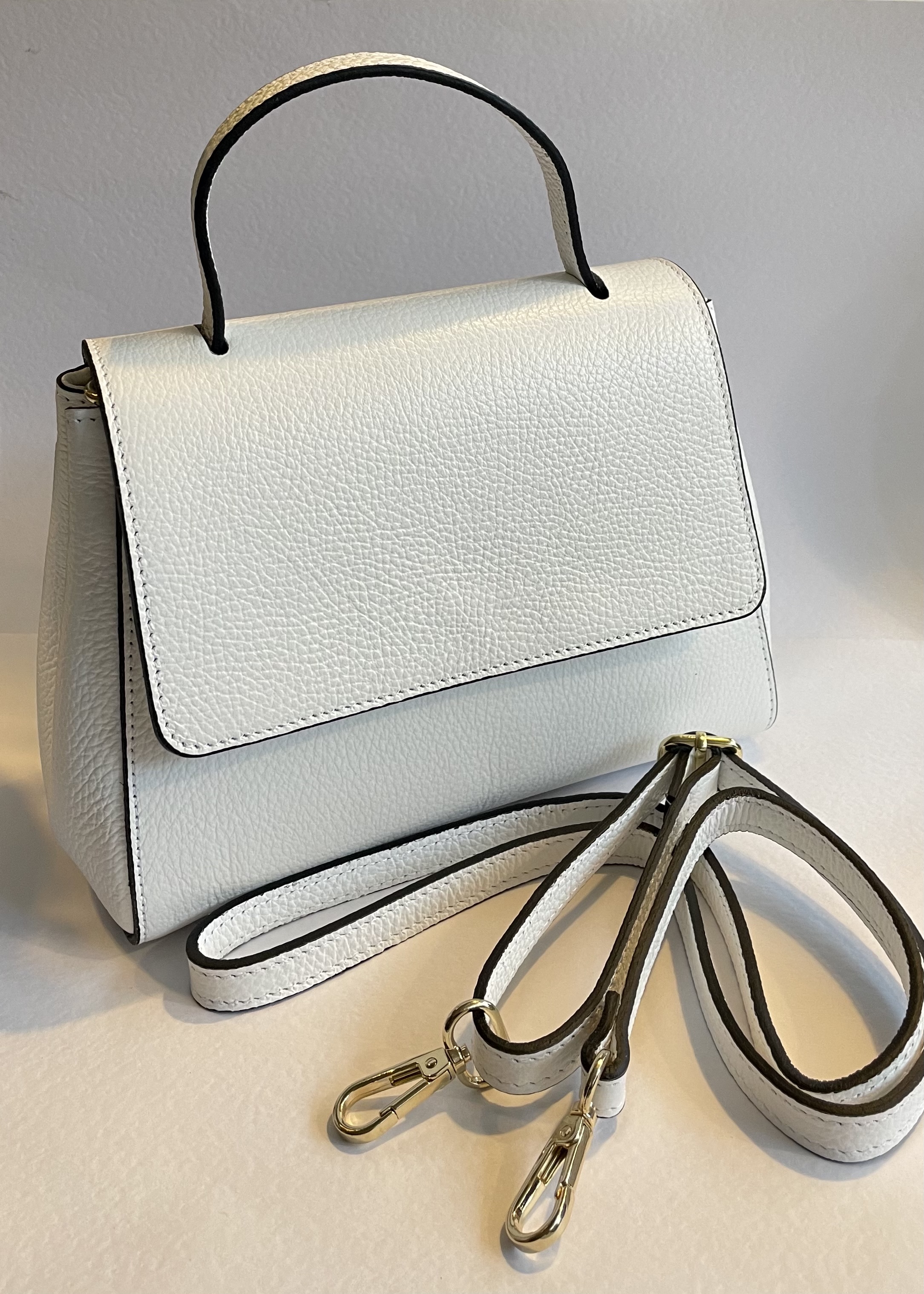 Cool White Italian Leather Handbag by Hilly Horton Home