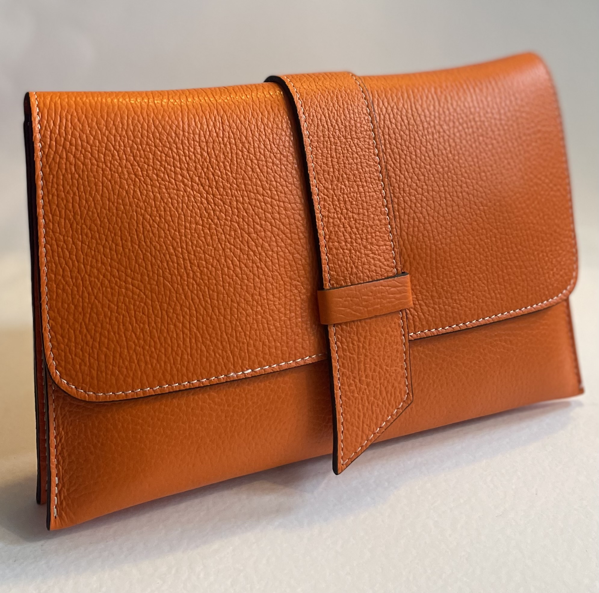 Burnt Orange Italian Leather Clutch Handbag for Hilly Horton Home hillyhorton