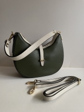 Olive & Neutral, Italian Leather Semi Circle Contrast Handbag for Hilly Horton Home