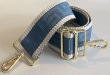 Woven Handbag Strap, Denim & Cream Embossed for Hilly Horton Home